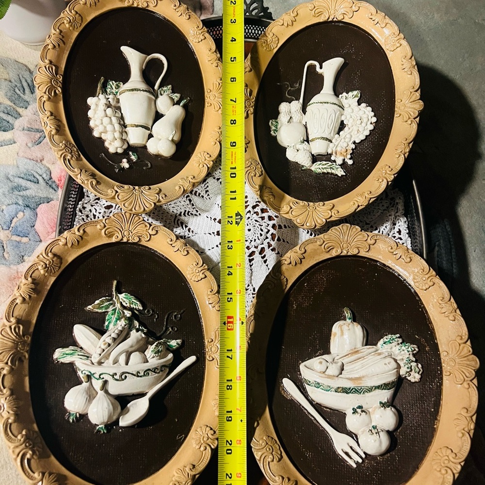Vintage Ceramic Wall Plaques - Set of 4